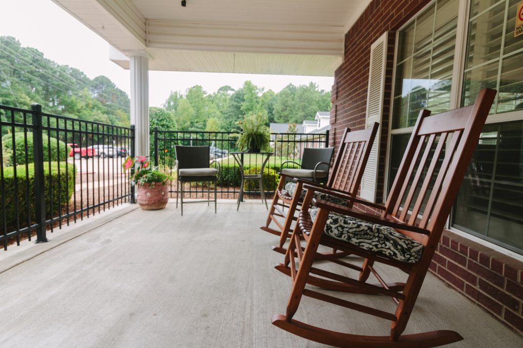 Porch area available at Alcoa Pines for long term care residents