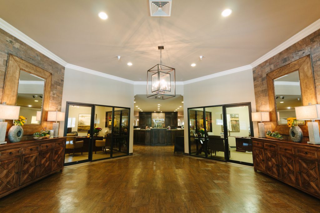The lobby of Alcoa Pines, a nursing home facility that specializes in Skilled Nursing